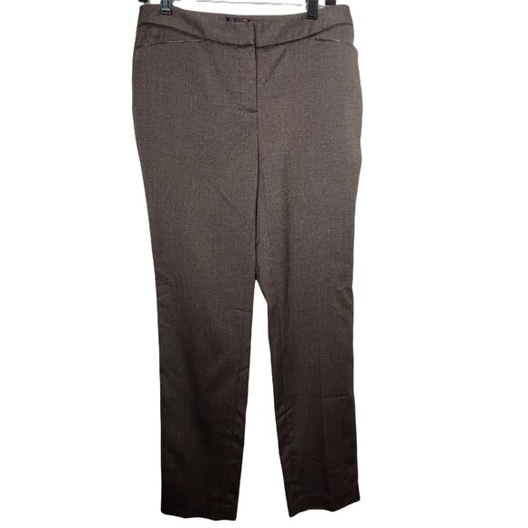 Rafaella Pants Womens Straight Leg Size 4 Small Curvy Brown Stretch Work Fall - Picture 1 of 12